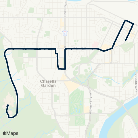 BC Transit Prince George UNBC / Downtown map