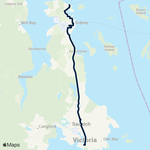 BC Transit Victoria Swartz Bay / Downtown map