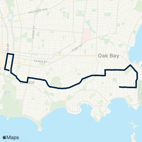 BC Transit Victoria South Oak Bay / Downtown map