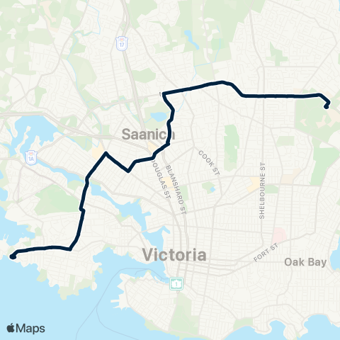 BC Transit Victoria UVIC / Dockyard via McKenzie-Tillicum map