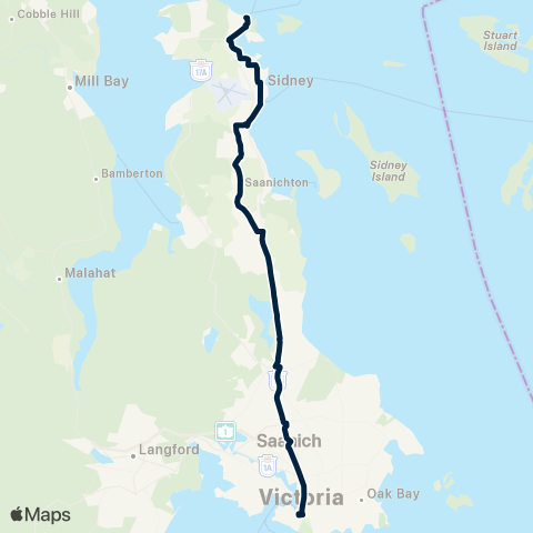BC Transit Victoria Swartz Bay / Downtown map
