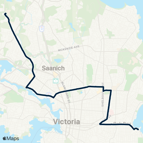 BC Transit Victoria Interurban / Tillicum Centre / Oak Bay map