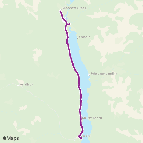 BC Transit West Kootenay Kaslo-Argenta map