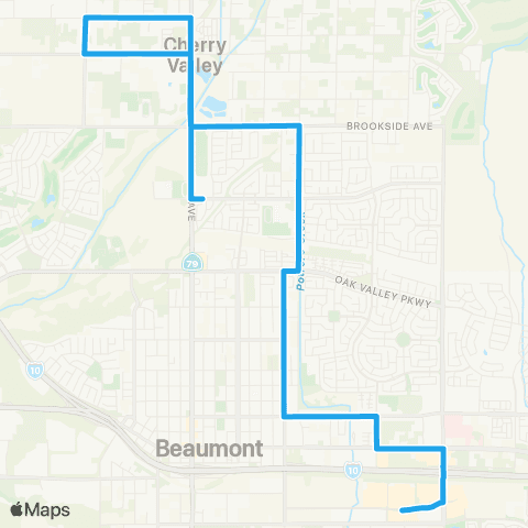 Beaumont Transit Route 3 / 4 map