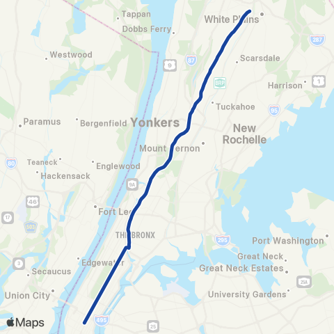 Bee-Line Westchester - Manhattan map