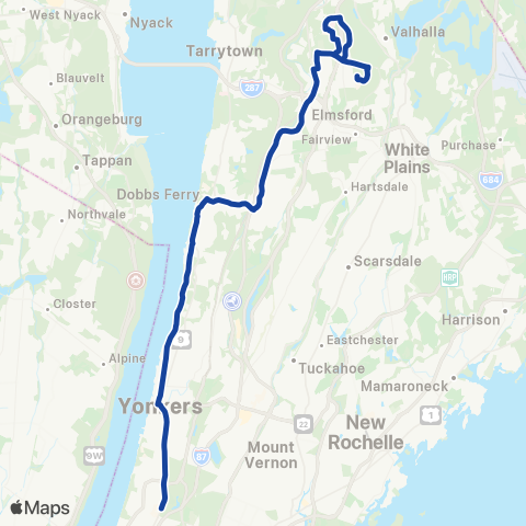 Bee-Line College-Tarrytown-White Plains map