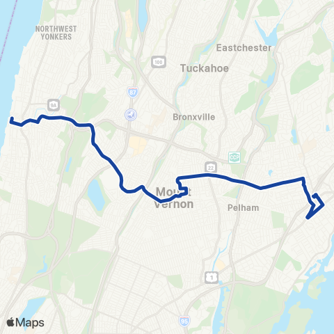 Bee-Line Yonkers-Mt Vernon-New Rochelle map