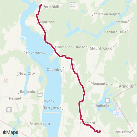 Bee-Line Peekskill-White Plains map