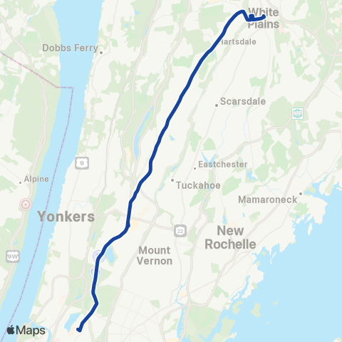 Bee-Line The Bronx-White Plains map