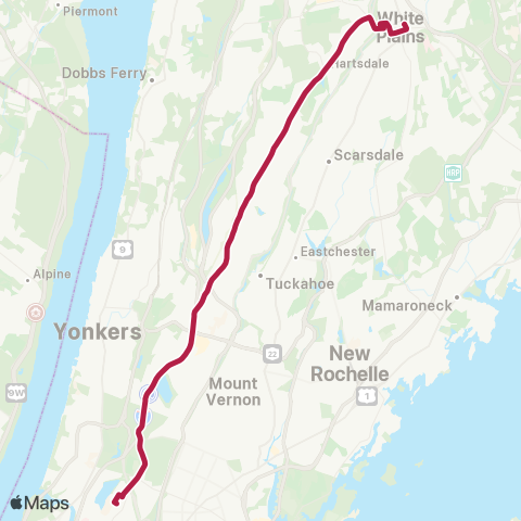 Bee-Line The Bronx-White Plains map