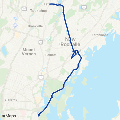 Bee-Line Eastches-New Rochelle-Pelham Bay map