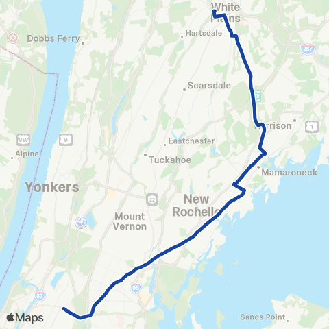 Bee-Line Bronx-New Rochelle-White Plains map
