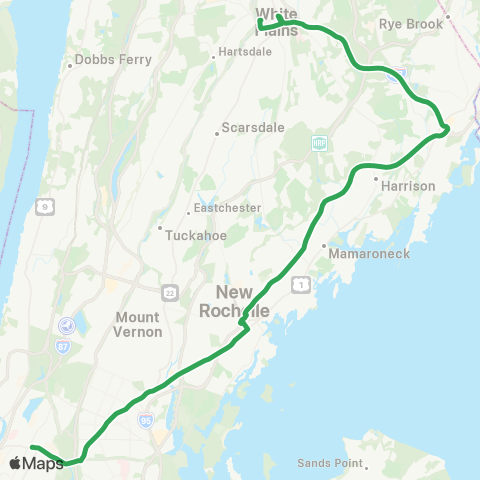 Bee-Line Bronx-New Rochelle-White Plains map