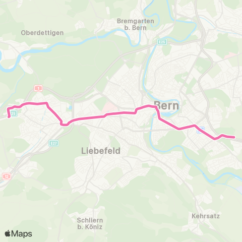 BERNMOBIL Bern Brünnen Westside, Bahnhof - Bern, Saali map
