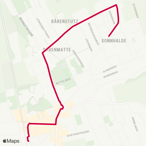 BERNMOBIL Münsingen, Bahnhof - Münsingen, Sonnhalde map