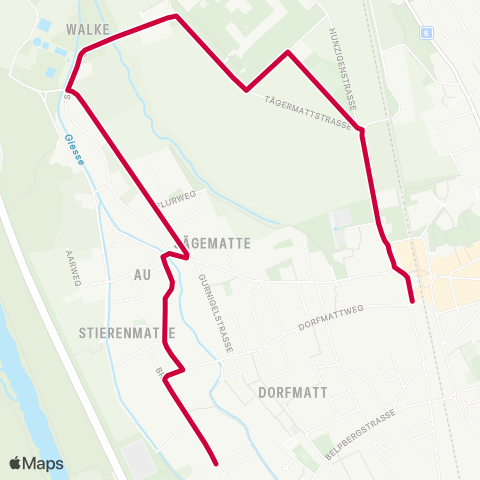 BERNMOBIL Münsingen, Bahnhof - Münsingen, Brückreuti map