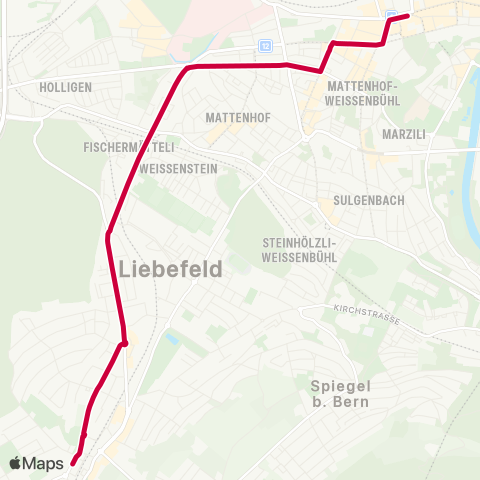 BERNMOBIL Bern, Bahnhof - Köniz, Weiermatt map