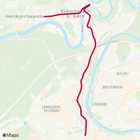 BERNMOBIL Bern, Bahnhof - Bremgarten BE, Stuckishaus map