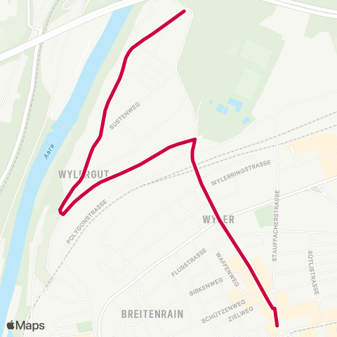 BERNMOBIL Bern, Wylergut - Bern, Breitenrain map