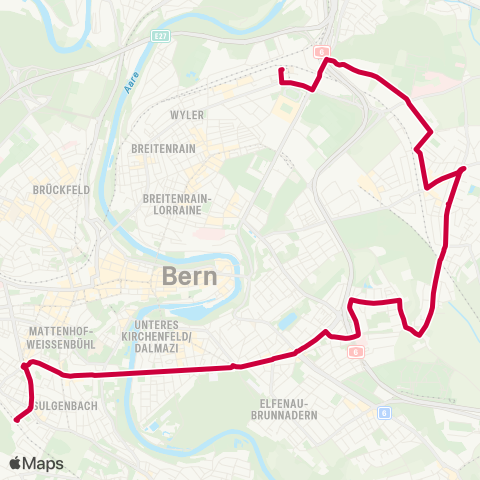 BERNMOBIL Bern, Brunnadernstrasse - Bern Wankdorf, Bahnhof map
