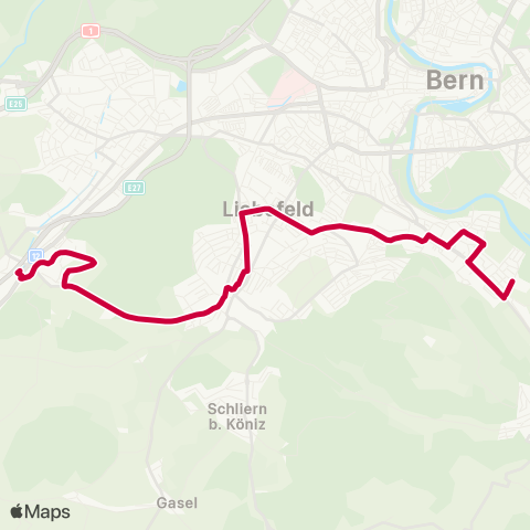 BERNMOBIL Niederwangen, Bahnhof - Wabern, Lindenweg map