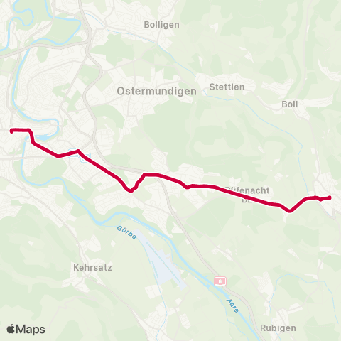 BERNMOBIL Worb Dorf, Bahnhof - Bern, Bahnhof map
