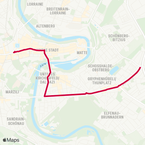 BERNMOBIL Bern, Ostring - Bern, Bahnhof map