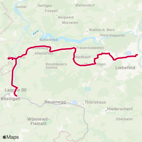 BERNMOBIL Bern, Bahnhof - Laupen BE, Bahnhof map