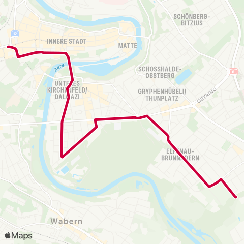 BERNMOBIL Bern, Bahnhof - Bern, Elfenau map