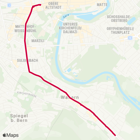 BERNMOBIL Bern, Bahnhof - Wabern, Kleinwabern map