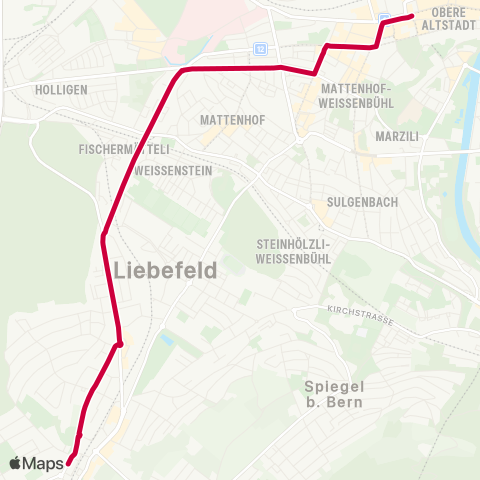 BERNMOBIL Bern, Bahnhof - Köniz, Weiermatt map