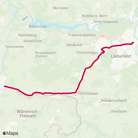 BERNMOBIL Bern, Bahnhof - Laupen BE, Bahnhof map