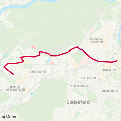 BERNMOBIL Bern, Bahnhof - Bern, Brünnenstrasse map