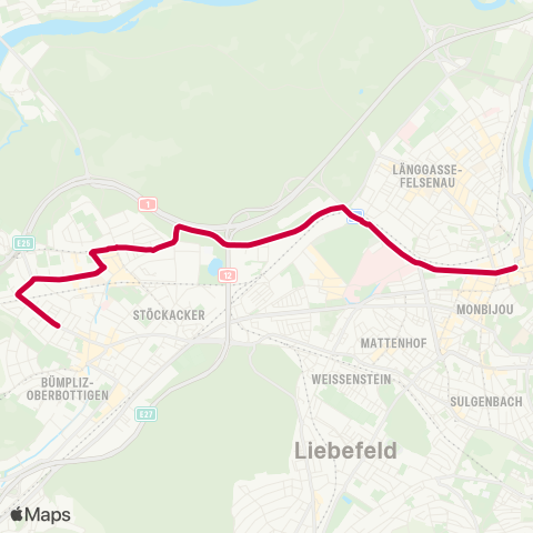 BERNMOBIL Bern, Bahnhof - Bern, Brünnenstrasse map