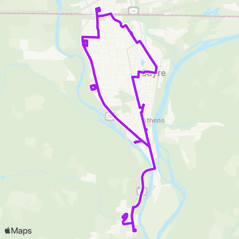BeST Athens, Sayre, Waverly - Valley Loop map