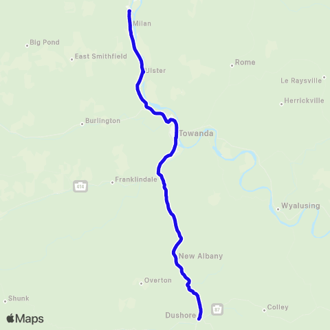 BeST Towanda to Dushore - Sullivan County map