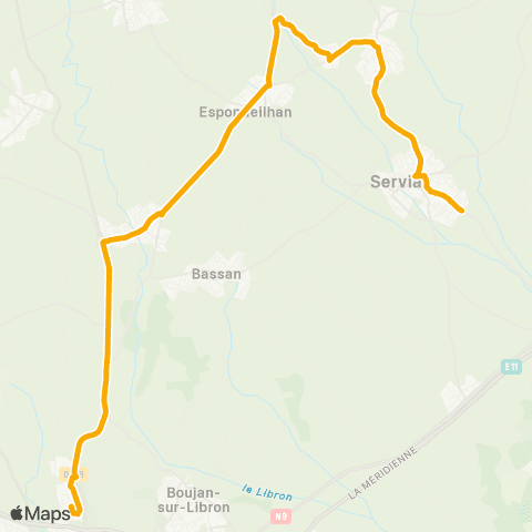 beeMob Mercorent - Lieuran - Coulobres - Abeilhan - Servian map