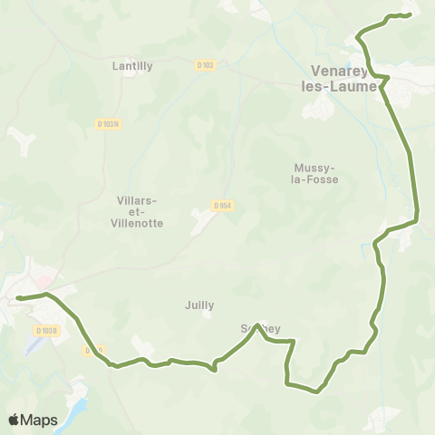 Mobigo 21 - Côte d'Or Semur en Auxois - Venarey les Laumes map
