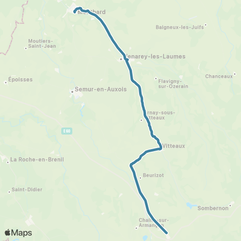 Mobigo 21 - Côte d'Or Pouilly en Auxois - Montbard map