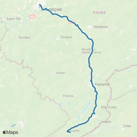 Mobigo 25 - Doubs Besançon - Pontarlier map