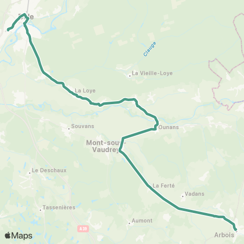 Mobigo 39 - Jura Arbois - Dole map