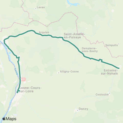 Mobigo 58 - Nièvre Entrains sur Nohain - Cosne sur Loire map