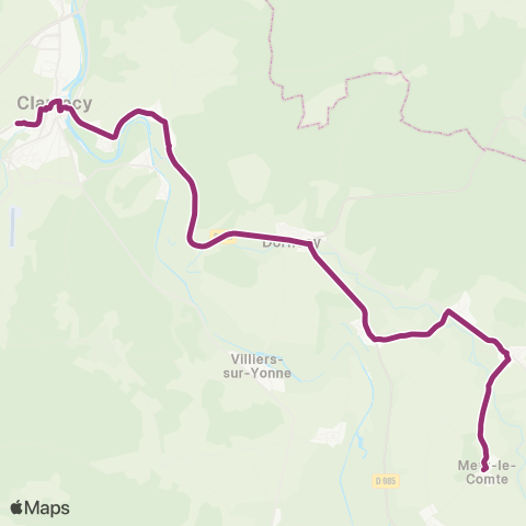 Mobigo 58 - Nièvre Metz le Comté - Clamecy map