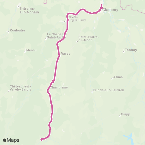 Mobigo 58 - Nièvre Clamecy - Nevers map