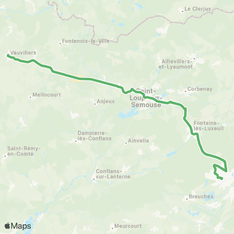 Mobigo 70 - Haute-Saône Vauvillers - Luxeuil map