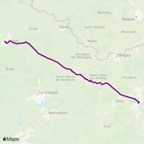 Mobigo 71 - Saône et Loire Autun - Chalon sur Saone map