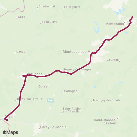 Mobigo 71 - Saône et Loire Gare TGV Creusot Montceau - Digoin map
