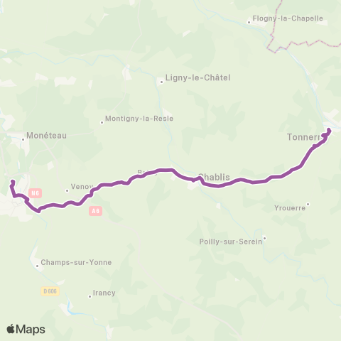 Mobigo 89 - Yonne Tonnerre - Auxerre map