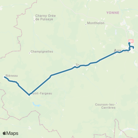 Mobigo 89 - Yonne Bleneau - Auxerre map