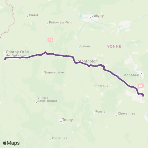 Mobigo 89 - Yonne Charny - Auxerre map